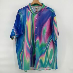 Hardaddy Men's 2XL Psychedelic Abstract Button Up Shirt Festival Y2K Vaporwave